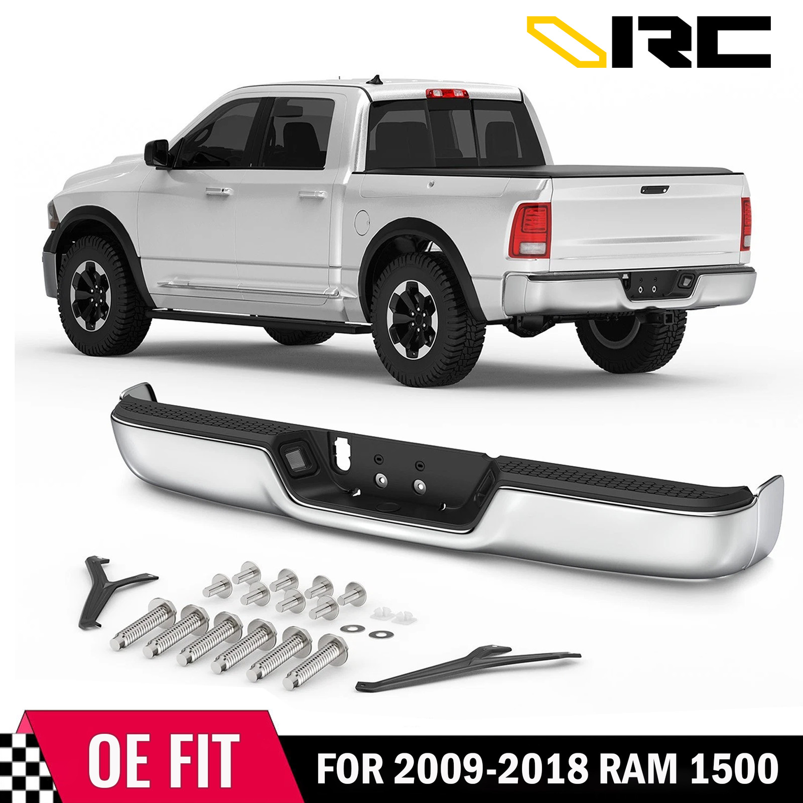 Chrome / Black Rear Bumper Assembly Fit 2009-2018 Dodge Ram 1500 10-12 2500 3500