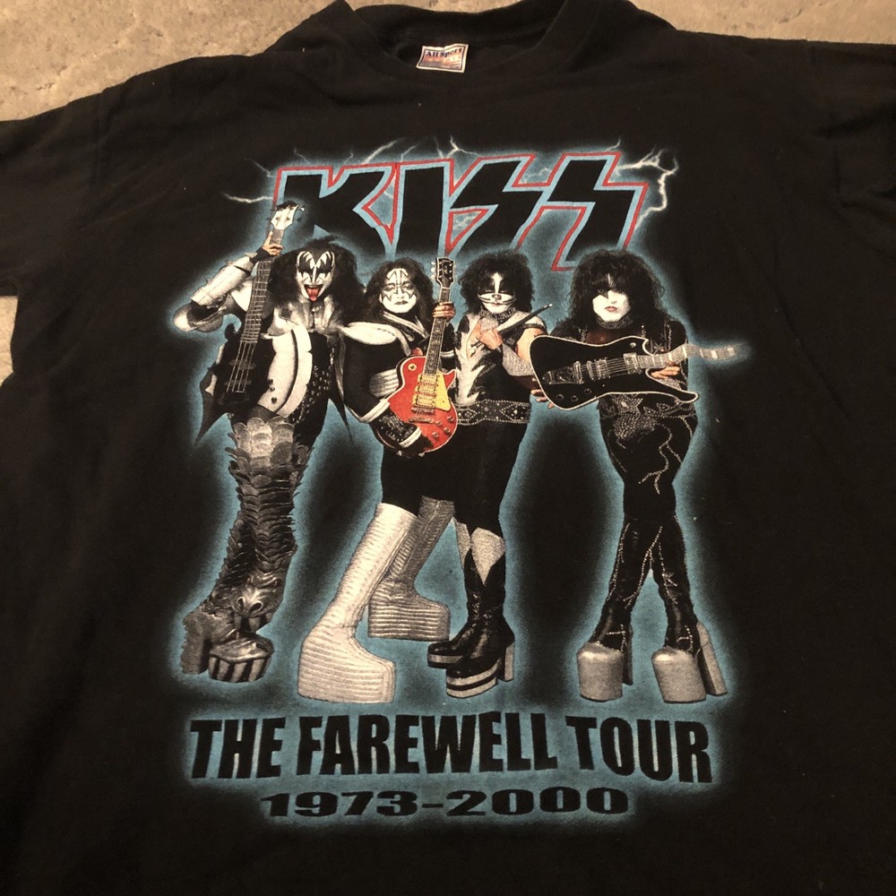 Vtg KISS The Farewell Tour 1973-2000 Concert Shirt XL Single Stitch 2 Sided