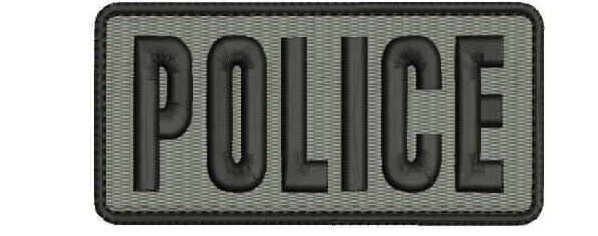 Police embroidery patch 2x4 hook grey background