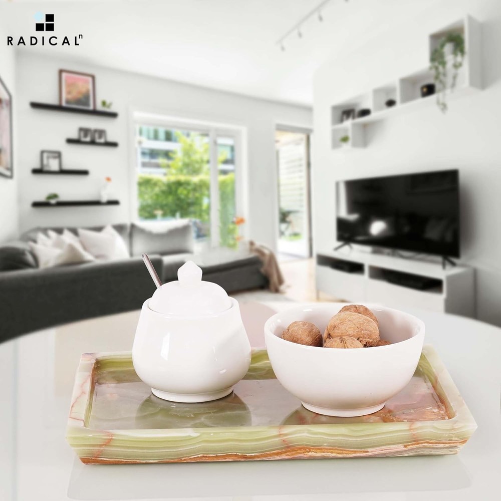 Marble Rectangle Serving Tray 12" Inches Handmade Serving Platter Kitchen Green