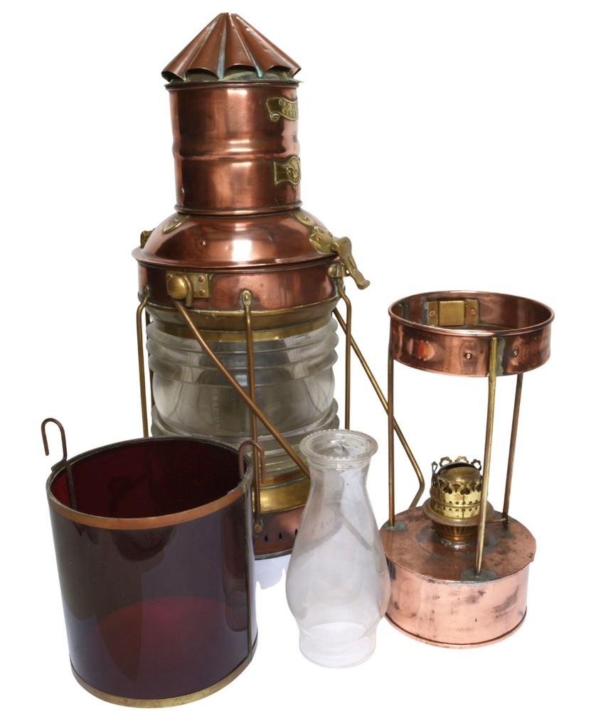 Antique Ships Lantern, NUC Not Under Command, Seagull, Copper & Brass