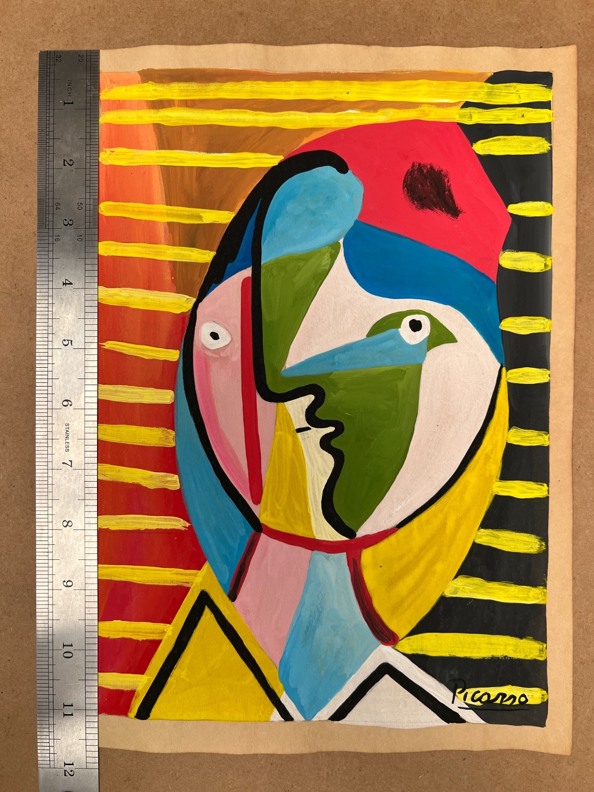 Pablo Picasso Drawing on paper (Handmade) signed and stamped mixed media.