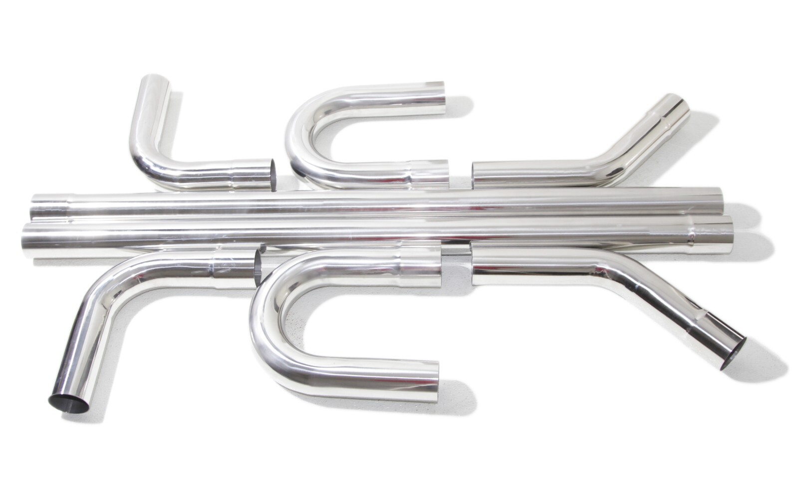 8PCS 2.5" OD Stainless Steel Straight Bend DIY Custom Mandrel Exhaust Pipe Kit