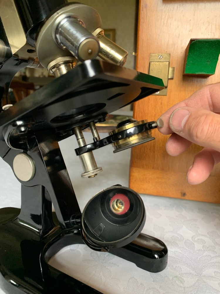 Antique C. Baker - Brass Monocular Microscope - circa 1920s, Cased