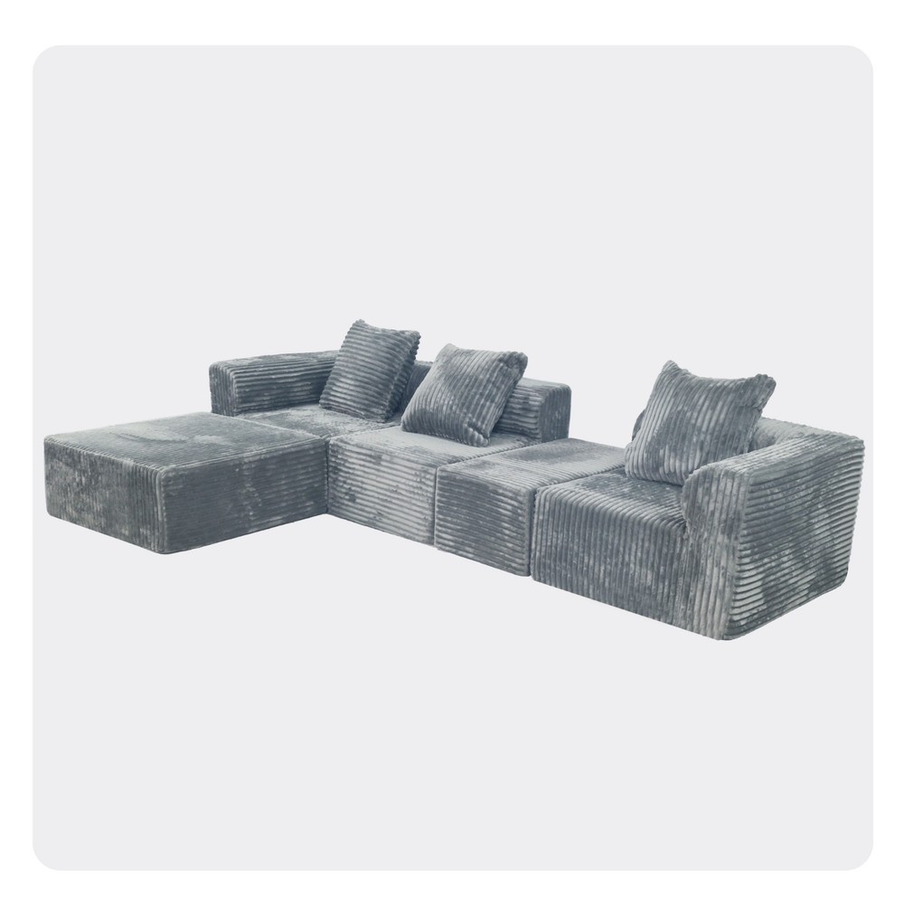 Light grey convertible modular combination sofa set compression sofa