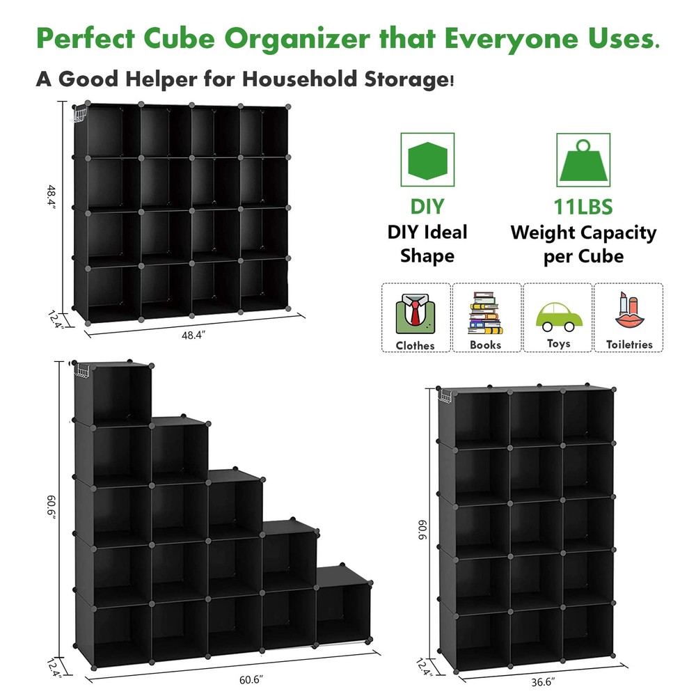 &AHOME Cube Storage Organizer, 16-Cube Shelves Units, Plastic Storage Cubes, ...