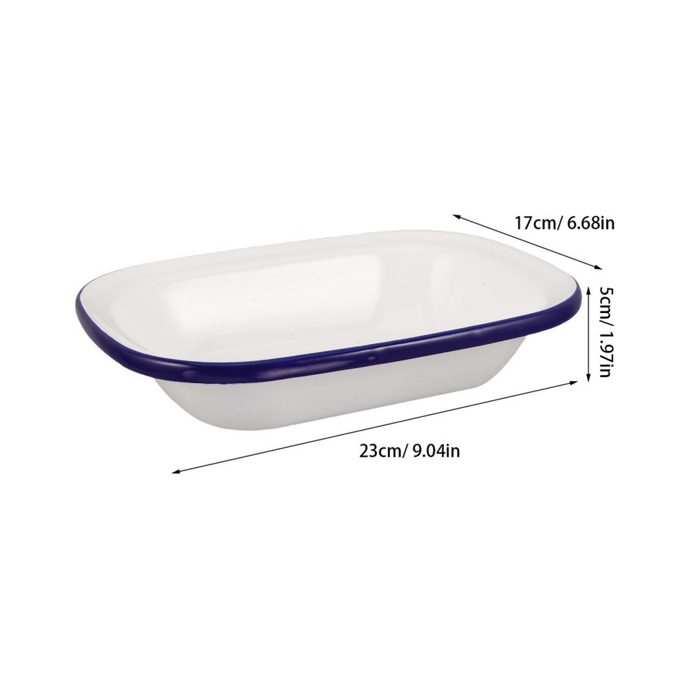 White Enamel Baking Pan Square Cake Heavy Duty Roasting Tray Rectangle