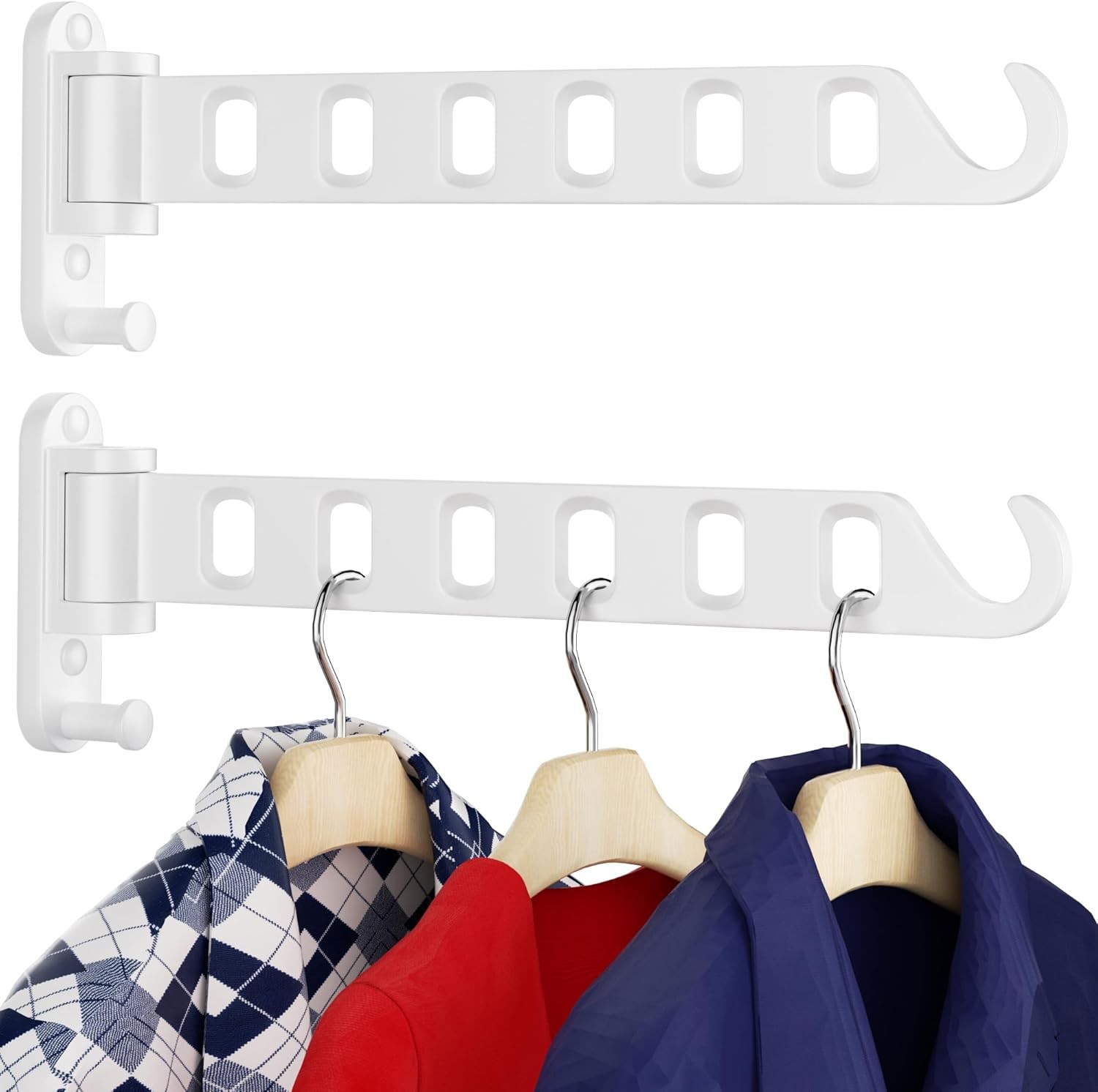 Wall Mounted Drying Rack 1 Pack, Foldable Laundry Drying Rack with 6 Holes, Laun