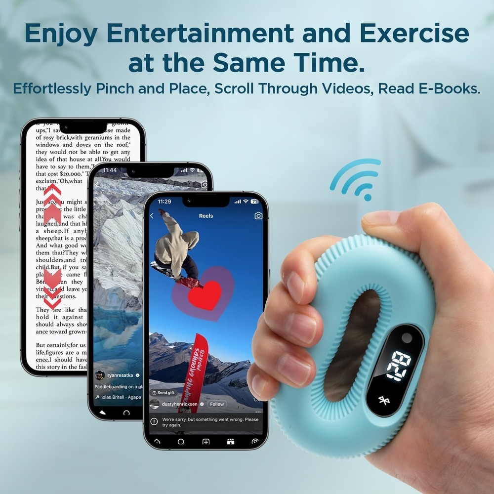 30lb Smart Grip Trainer - Durable Silicone with Interactive Games & HID Browsing