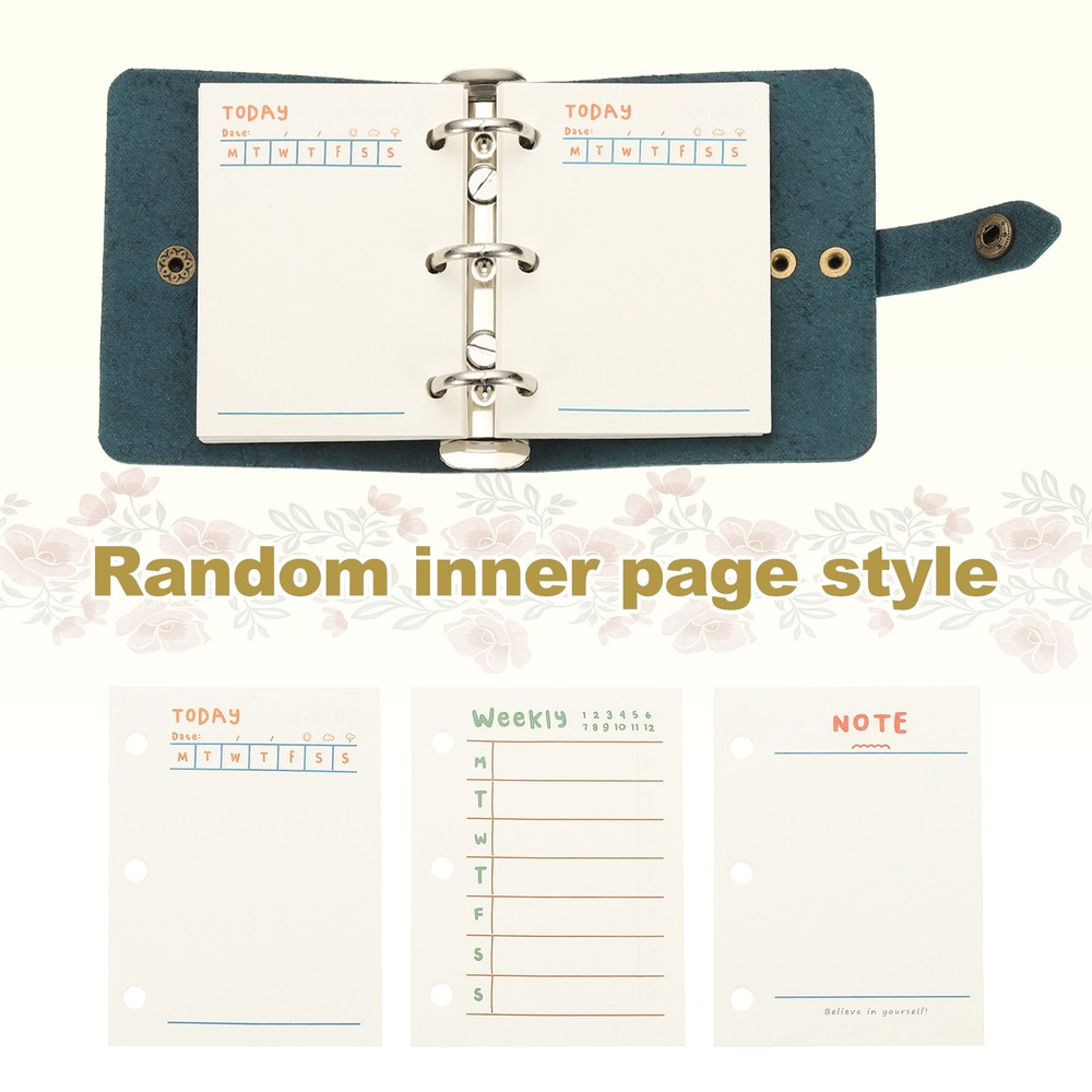 A9 Leather Journal, 2Pcs 3 Ring Notebook Binder Planner Loose Leaf, Blue