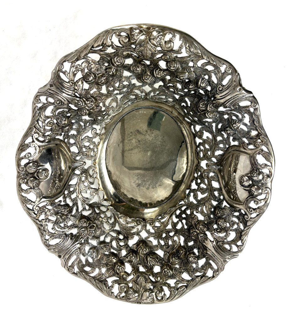 Vintage Godinger Silver Pierced Ornate Bowl Floral 12” Filigree Large Repousse