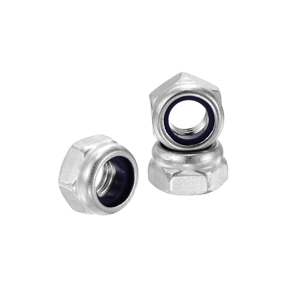 200Pcs Nylon Lock Hex Nuts - [M5-0.8], 304 Stainless Nuts, Silver