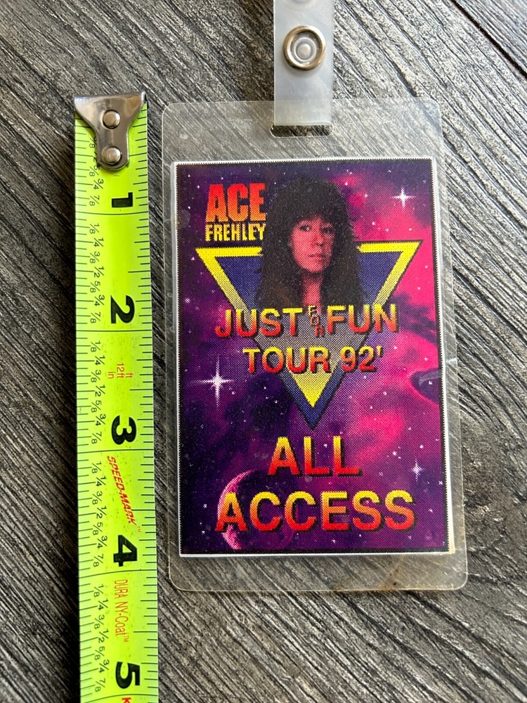 Kiss ACE FREHLEY LAMINATE PASS Just For Fun Concert Tour 1992 All Access