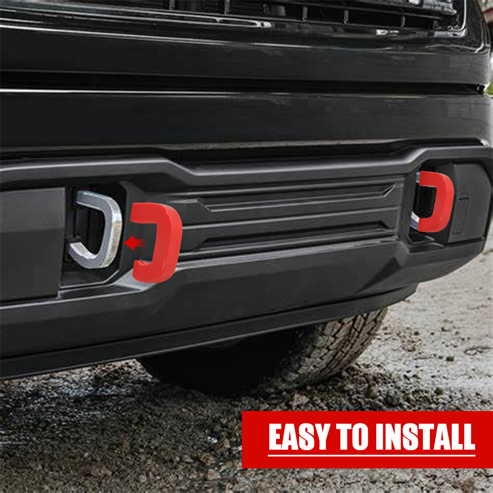 2PCS Red Tow Hook Cover for GMC Sierra 1500 2019-2024 Exterior Accessories US