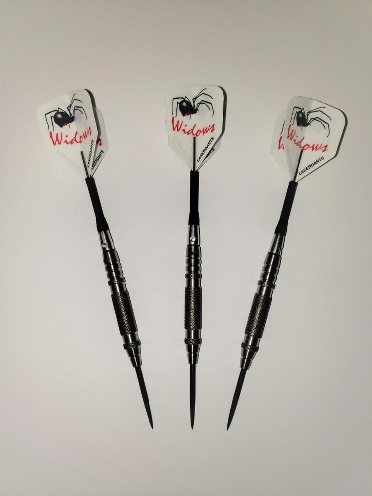 LASERDARTS SILVER WIDOWS 20 Gram KNURLED Fixed-Point Steel Tip Darts