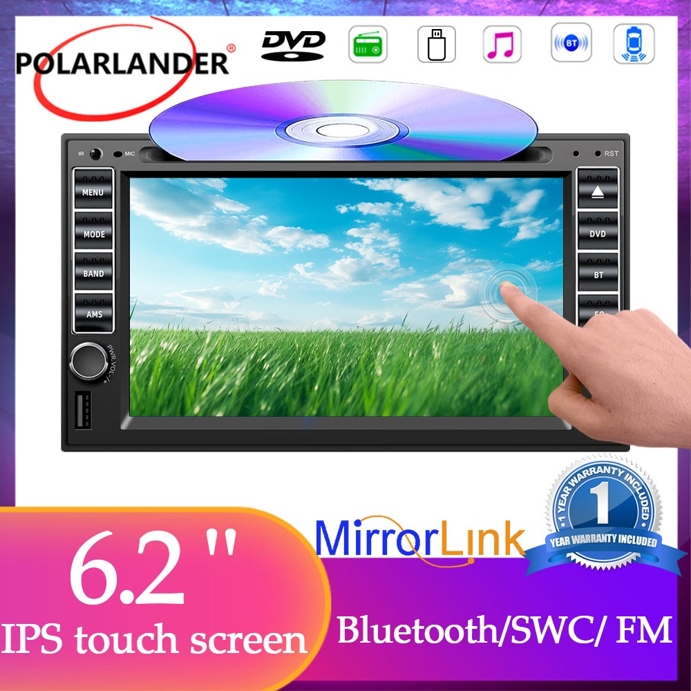 6.2" USB/SD/AUX Stereo Touch Screen Bluetooth 2 Din DVD/CD Player Remote control