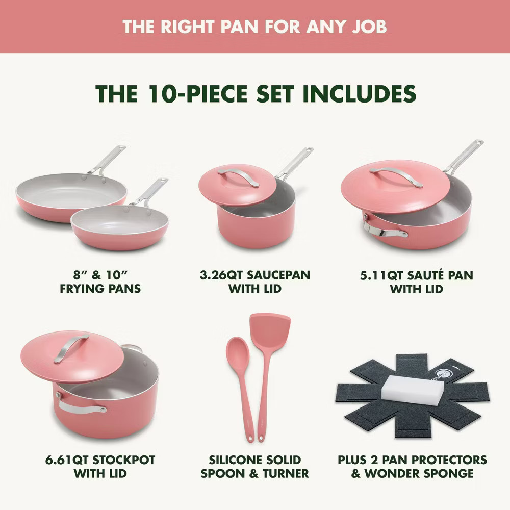 GreenPan Nova 10pc Ceramic Nonstick Aluminum Cookware Set