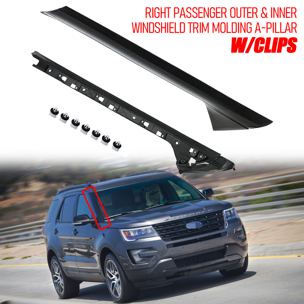 Right Side Windshield A-Pillar Molding INNER OUTER Trim For 11-19 Ford Explorer