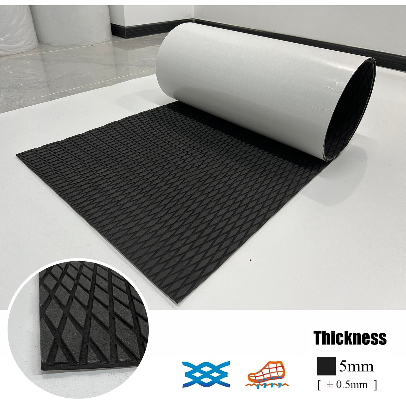 Black Diamond EVA Foam Boat Flooring Marine Decking Carpet , Kayak Surfboad Pad