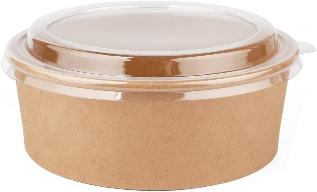 Disposable Kraft salad & Soup paper bowls W/ lids Food containers Meal Prep