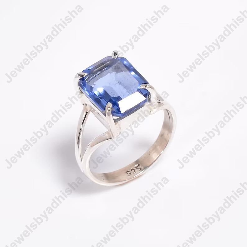 Tanzanite Ring Solid Sterling Silver Band& Statement Ring Handmade Ring All Size