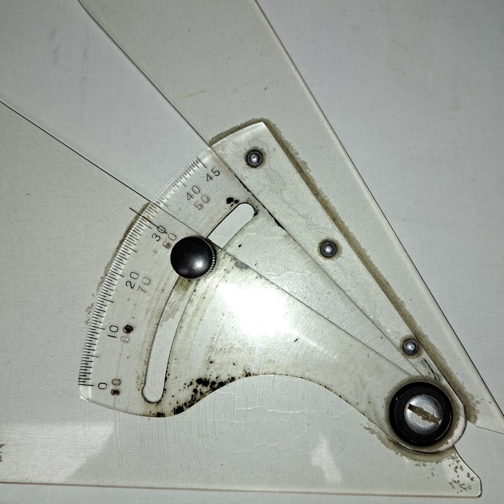 Drafting Tools Lot Adjustable Triangle Compass Templates Pencils engineer-VTG