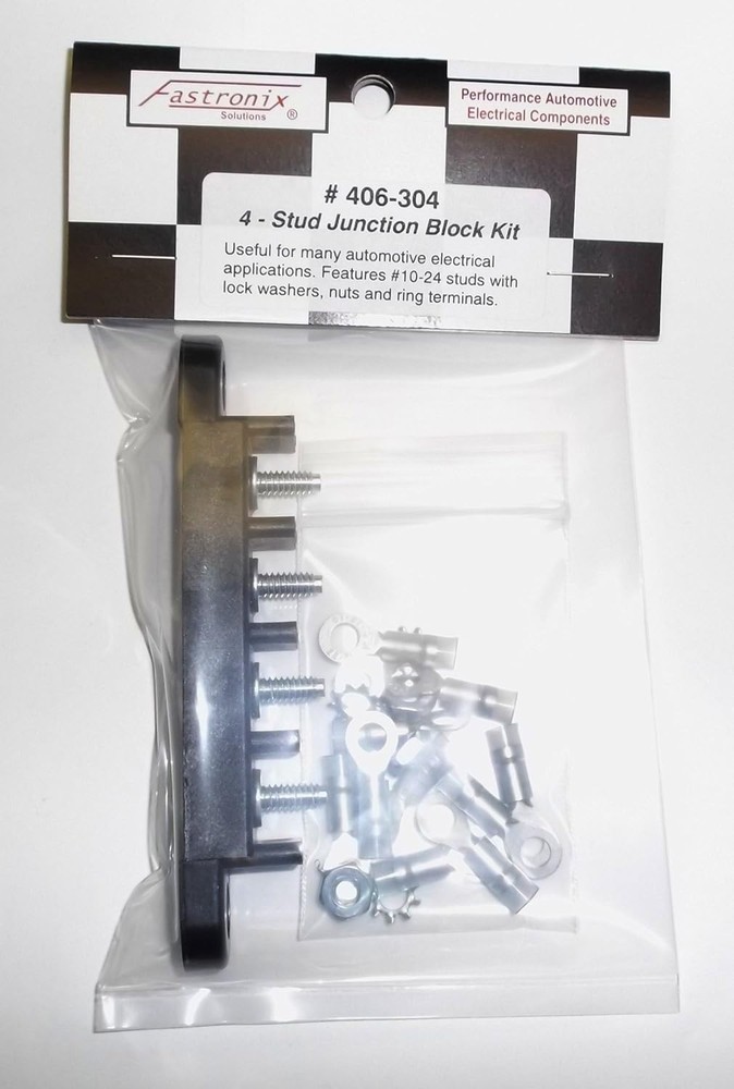 Fastronix 4 Stud Terminal Strip Kit 4 Kit, Black