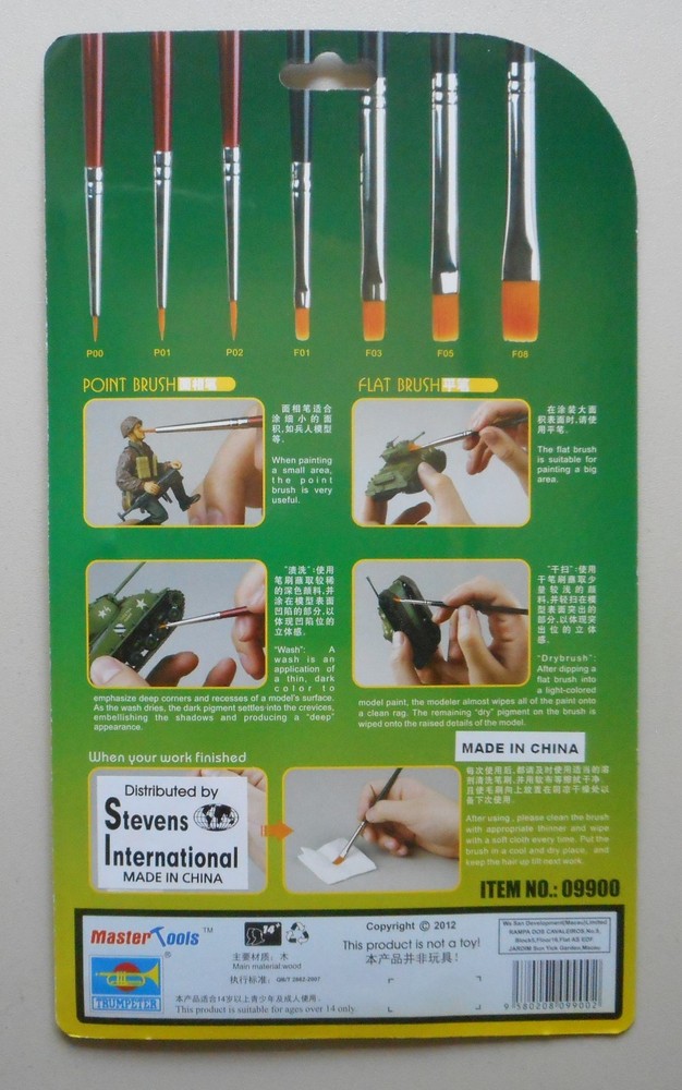 7 PC MODELING TRUMPETER PAINT BRUSH HOBBY MASTER TOOL MODEL ACCESSORY 9900