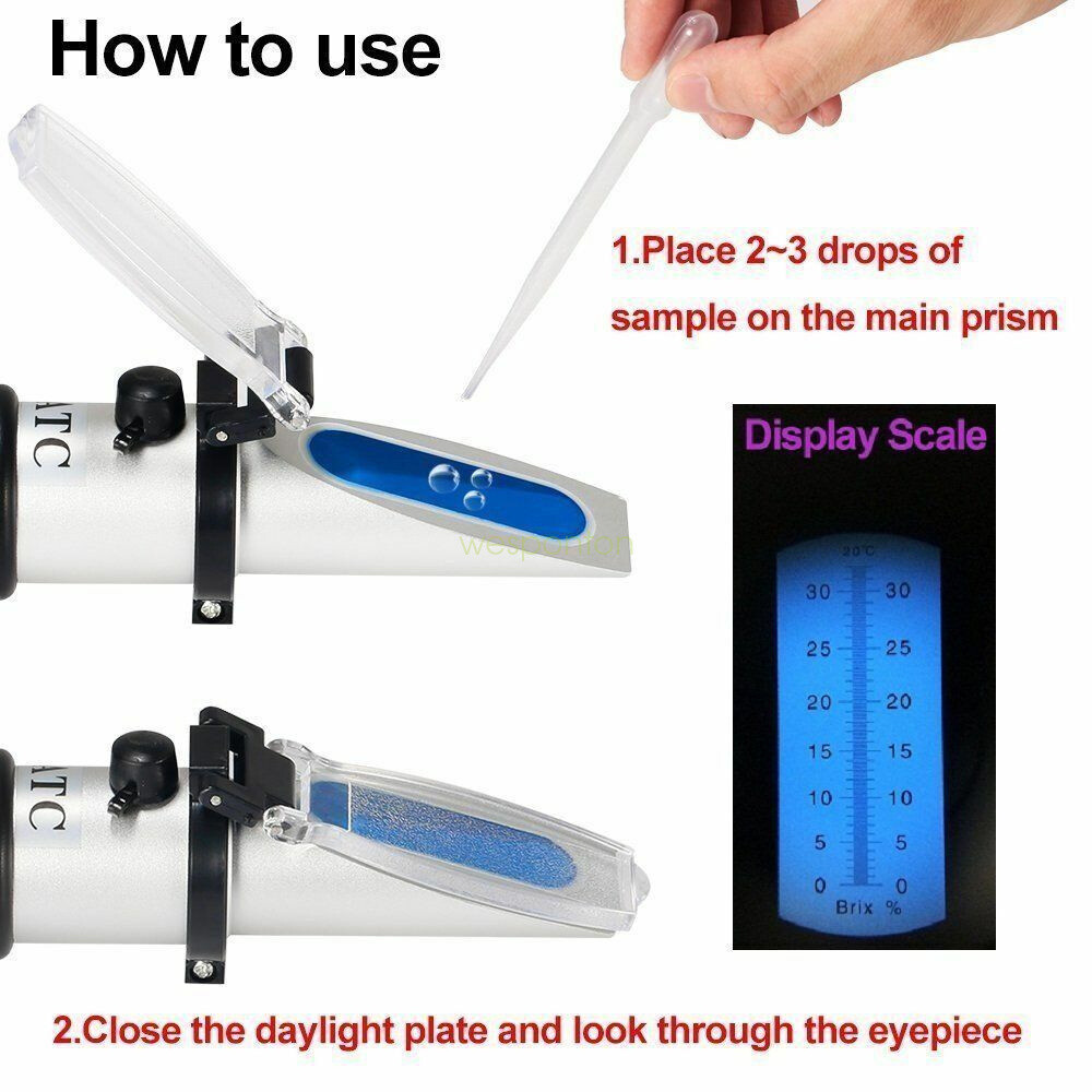 0~32% Brix Specific Gravity Refractometer Fruit Juice Wine Sugar Test