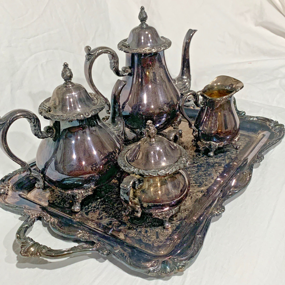 5 Piece Webster  Wilcox Fine Quality Silverplate Rochelle Tea Set Silver Plate