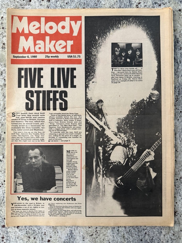 KISS 1980 MELODY MAKER UK NEWSPAPER GENE PAUL ACE PETER AUCOIN VINTAGE MEGA RARE
