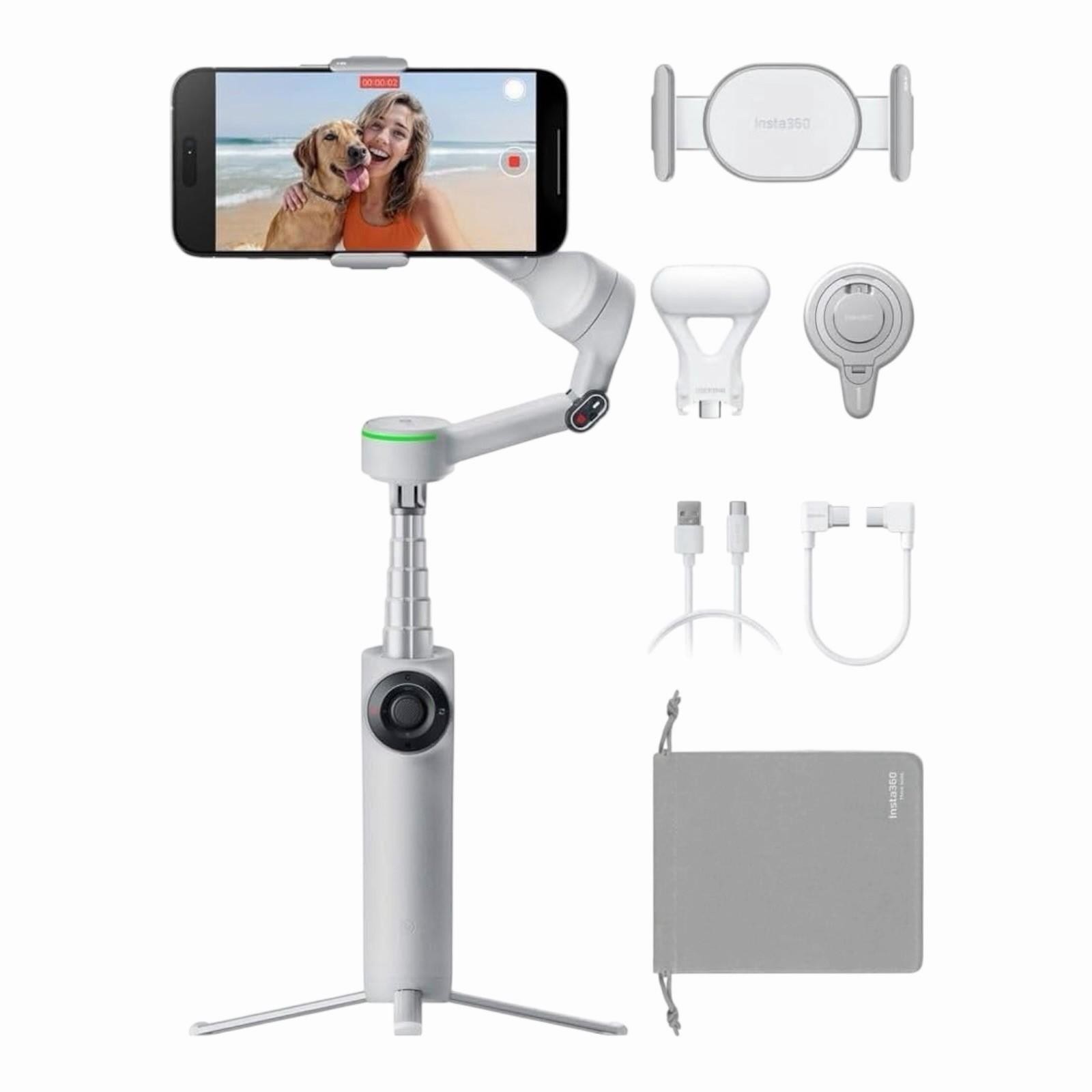 Flow 2 Pro 3-Axis AI-Powered Smartphone Gimbal Creator Bundle - Stone Gray