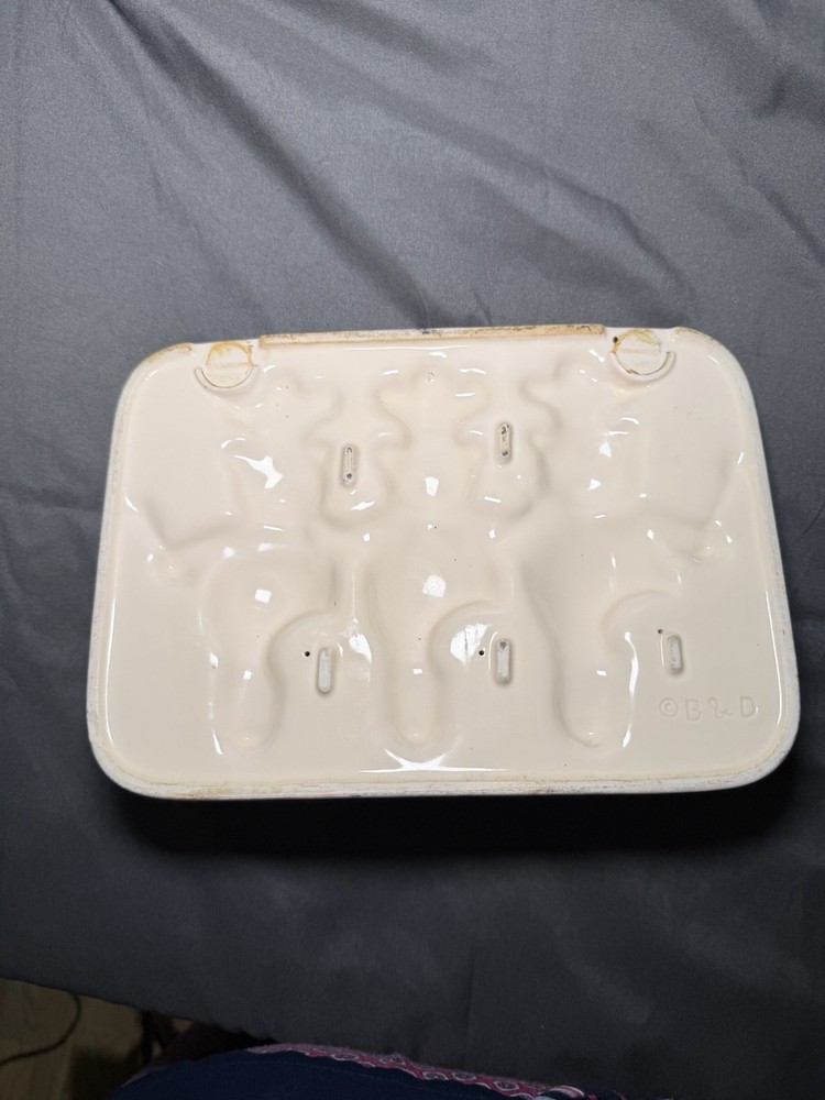 Vintage Ceramic Teddy Bear Chef Wall Hooks / Key Holder – 3 Hook