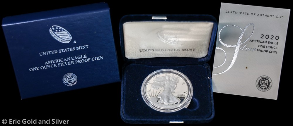 2020-W $1 US Mint Proof American Silver Eagle w/ Box & COA