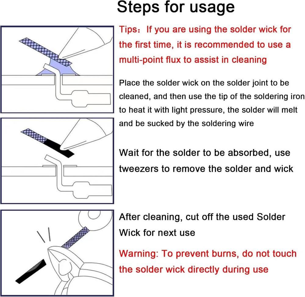 Copper Solder Removal Tool - 5 Pieces Desoldering Wick