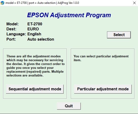 Epson ET2700 Ink Pad Counter Reset Pendrive