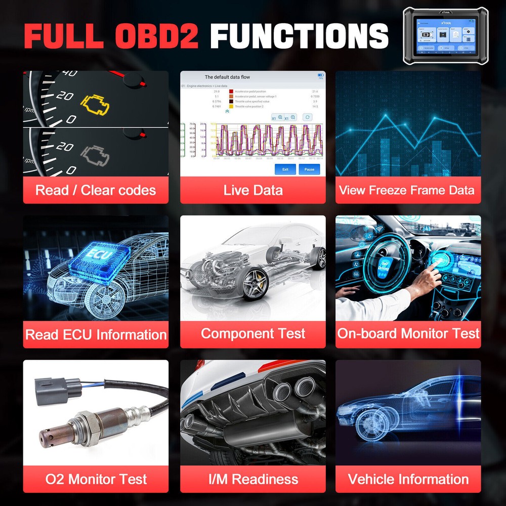 XTOOL USED D7W WIFI Connection OBD2 Diagnostic Scanner Bidirectional Key Coding