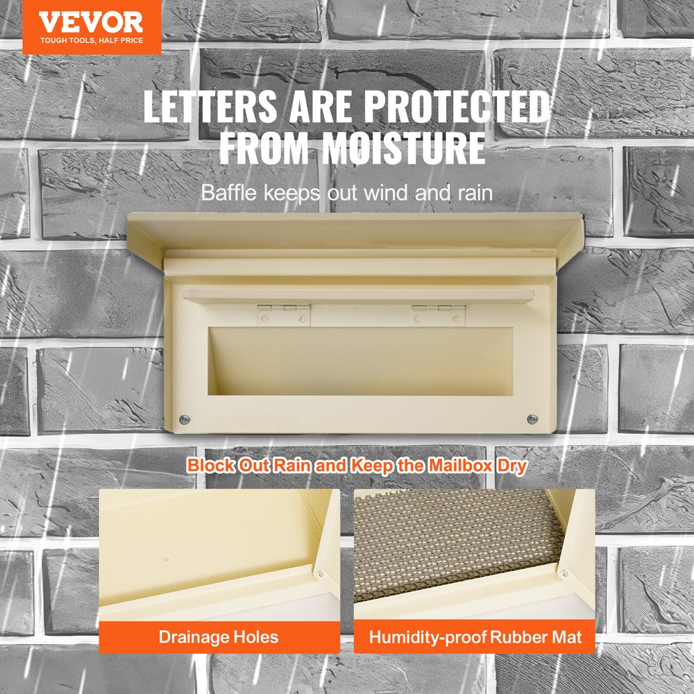 VEVOR Through The Wall Drop Box 12.5x6.3x16.9" Mailbox with Code Lock Beige