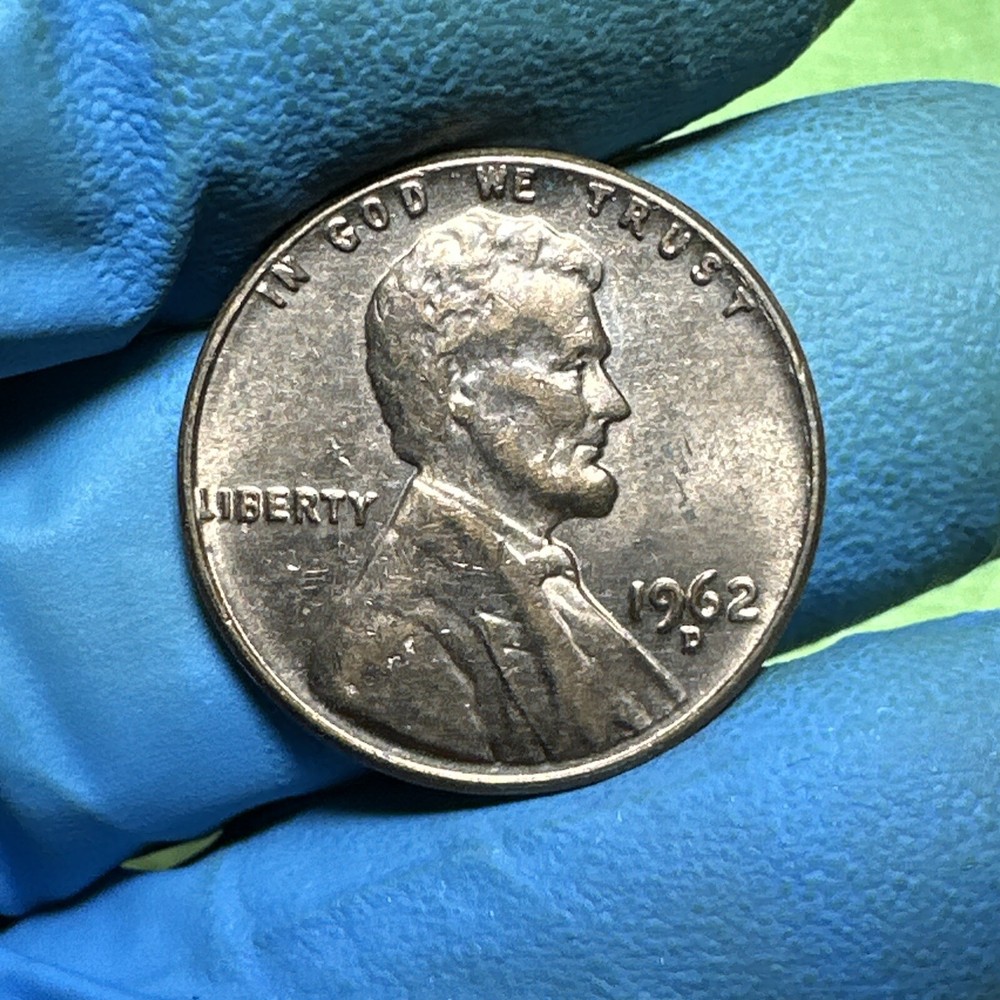 1962 D Lincoln Head Memorial Cent Grease Strike Weak N Red!