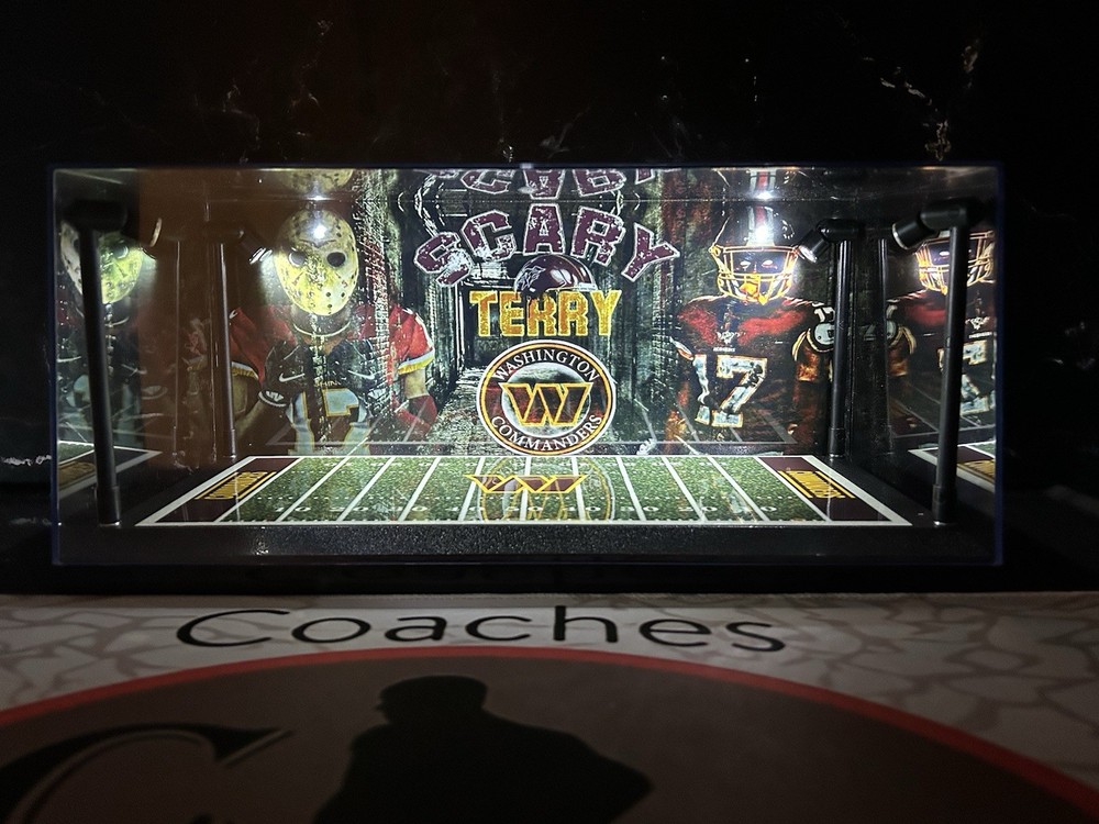 Terry McLaurin Custom 2 Mini Helmet display case with LED lights - Commanders