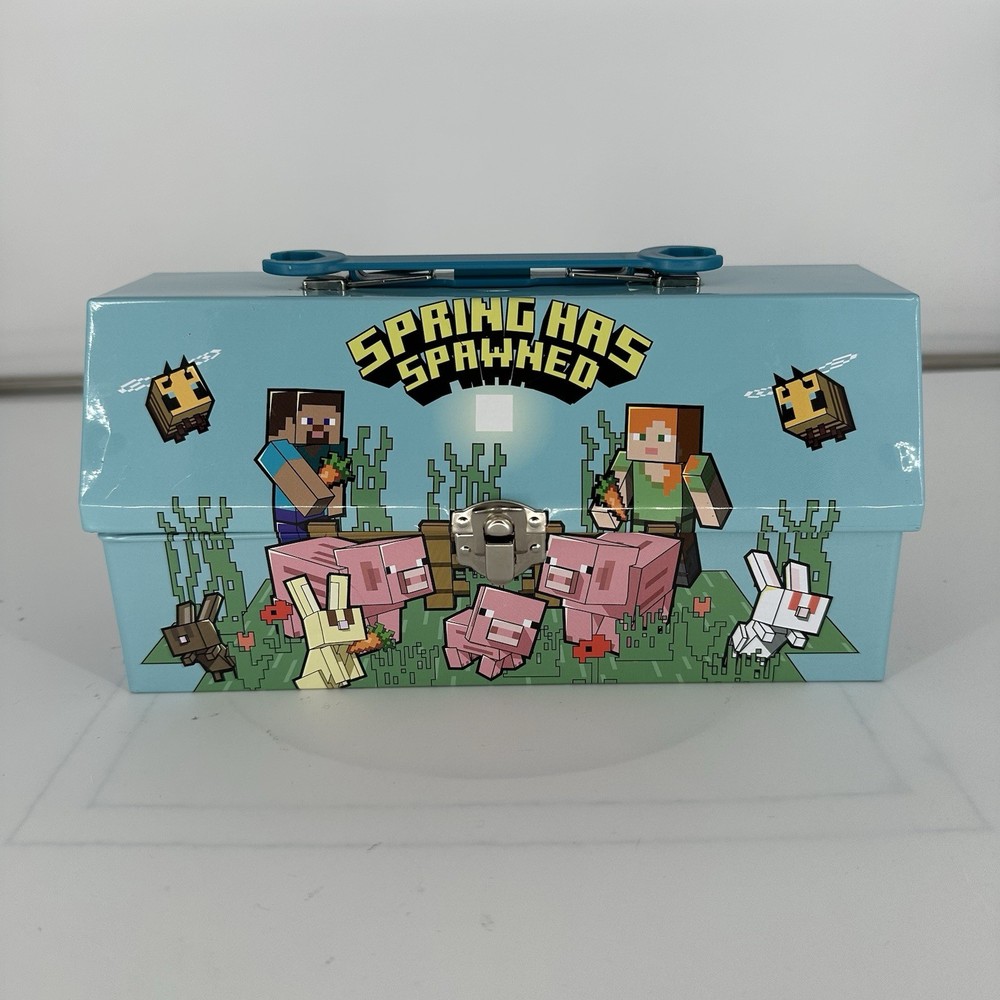 Minecraft Spring Has Spawned Tin Lunch Box Carry Case Metal Storage Kids