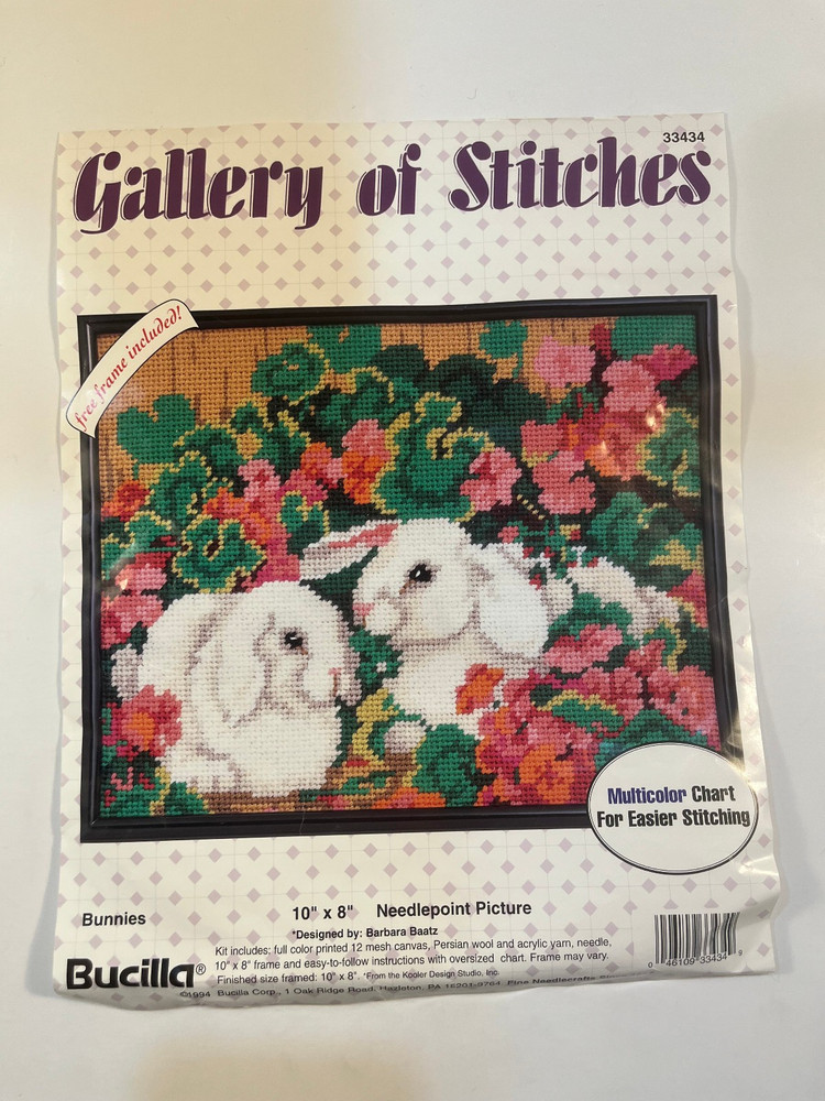 Bucilla Needlepoint Kit #33434 "Bunnies" - Started
