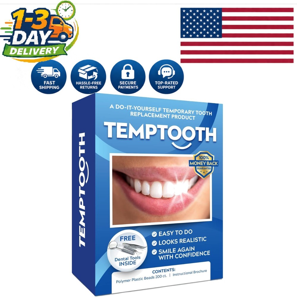 Natural-Looking Temporary Tooth Replacement - DIY Kit with Instructions