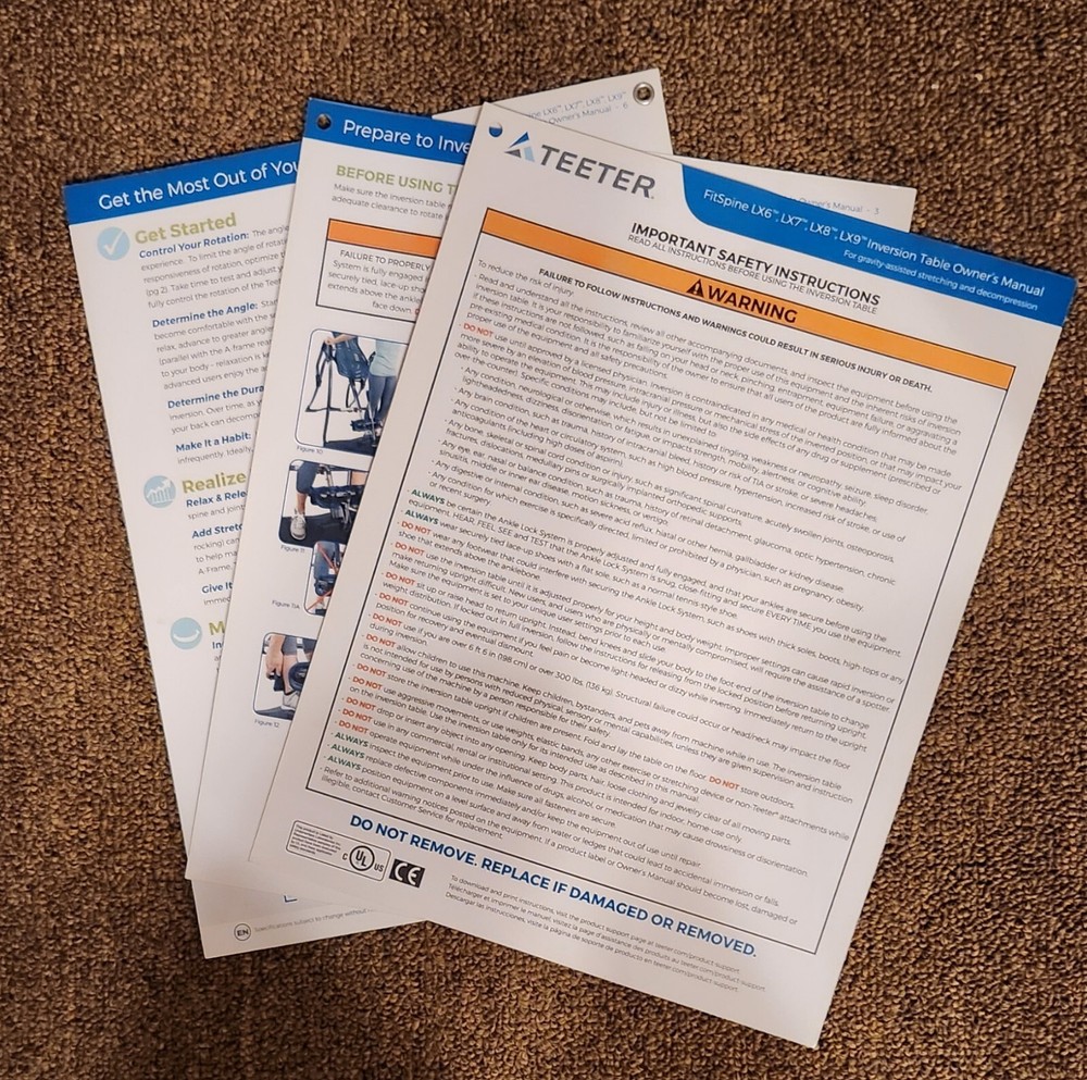 Teeter LX94 FitSpine Inversion Table with Back Pain Relief kit