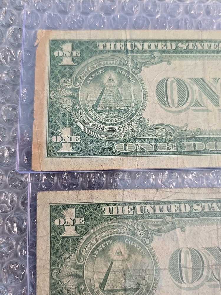 Three-$1 1935E "NO MOTTO" SILVER CERTIFICATE NOTES