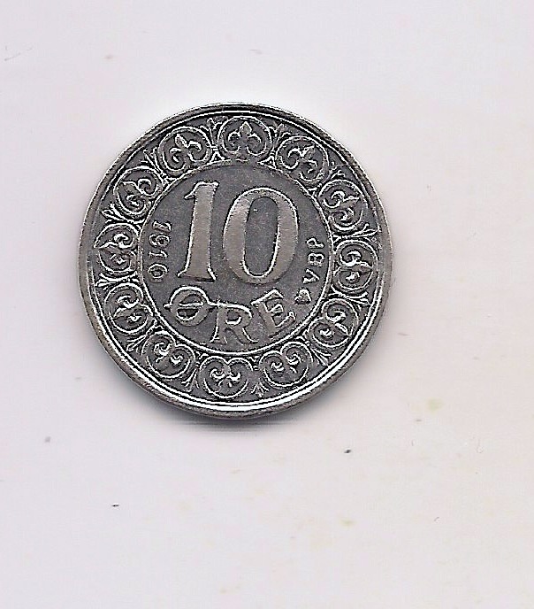 1910 Denmark Silver Ten Ore--Fabulous Details !!