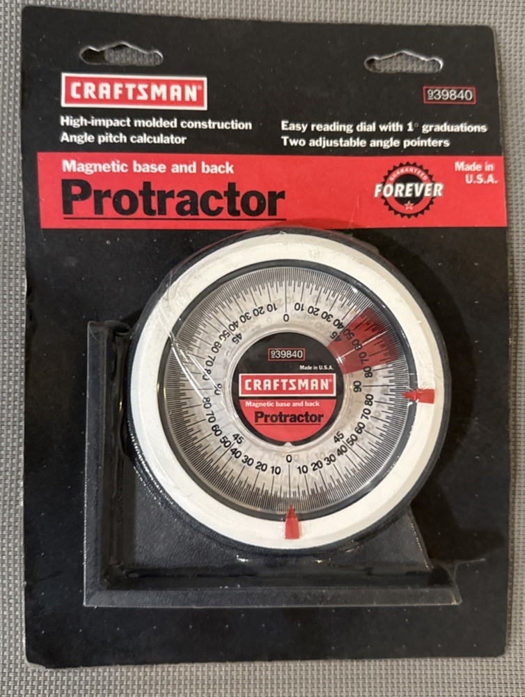 Sears Craftsman Protractor Magnetic Professional 39840 Angle Calculator NOS