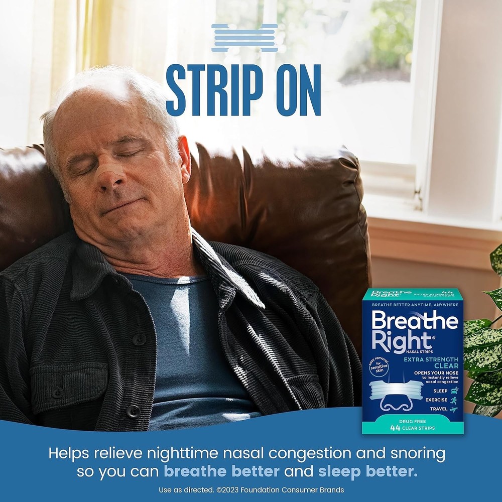 Unnoticeable Extra Strength Nasal Strips for Breathability - 44 Count Packaging