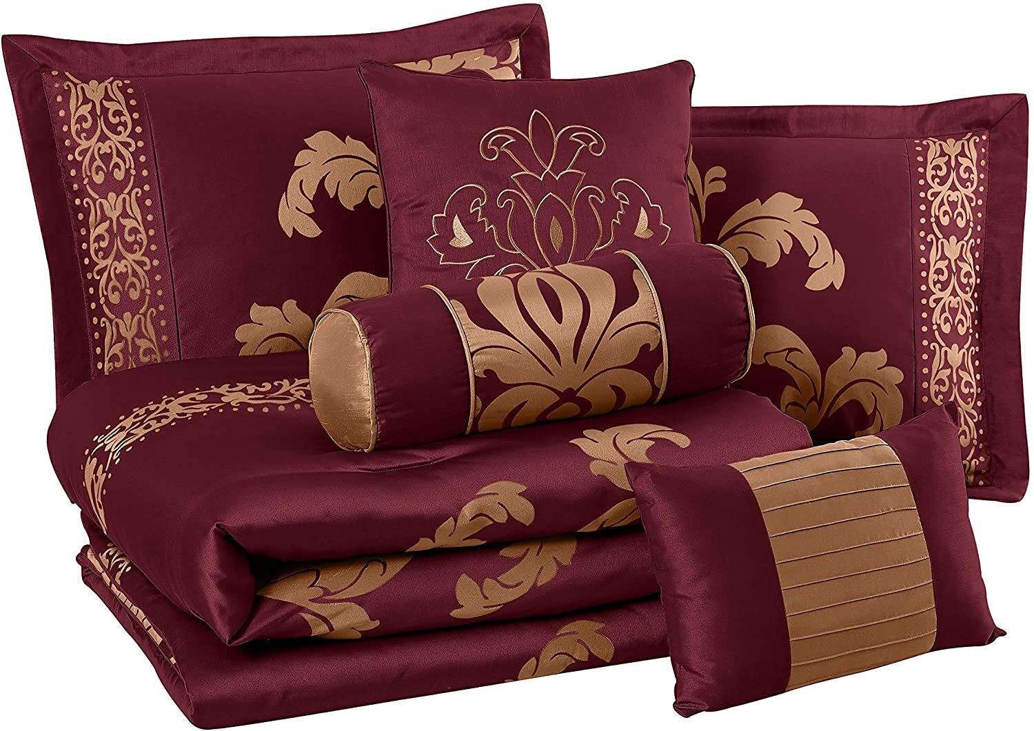Chezmoi Collection Royale 7-Piece Bedding Set Jacquard Floral Comforter Set