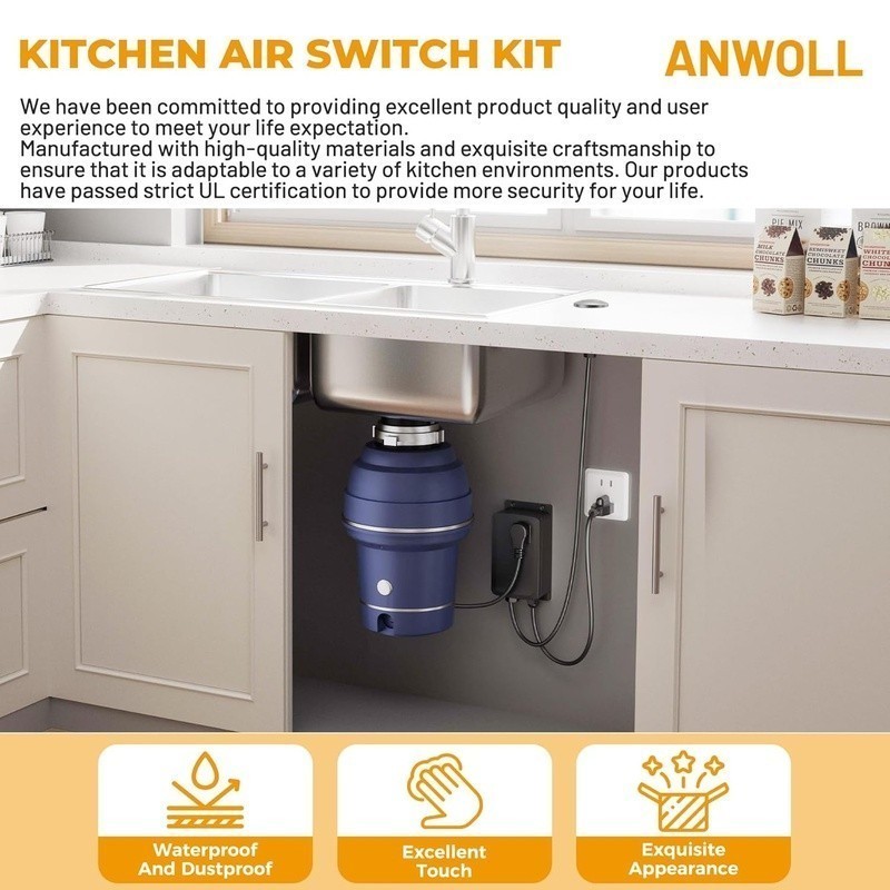 UL Certified Garbage Disposal Air Switch Kit Easy Install Durable Button New